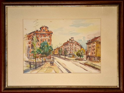 Aquarell rosenheimer platz - aquarell, „rosenheimer